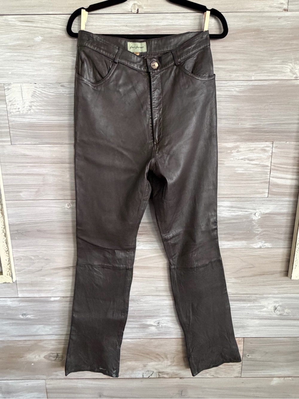 Vintage Dark Brown Leather women's Jeans pants